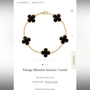VCA Van Cleef & Arpels Vintage 5 Motif Onxy Bracelet